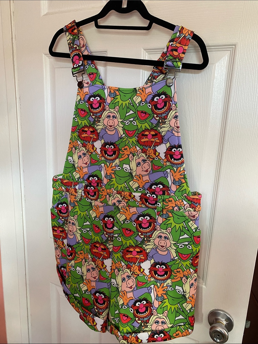 Muppet all over print short overalls, hot topic size XL